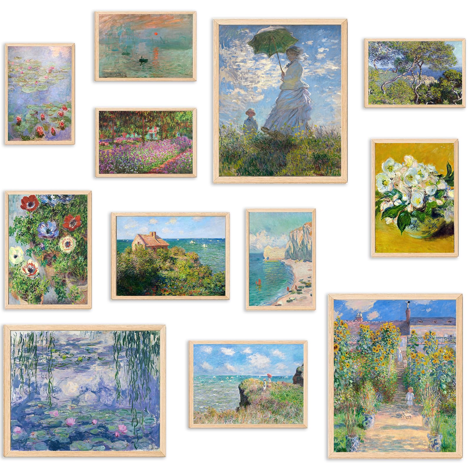 Photo 1 of KBKBART Claude Monet Eclectic Wall Art, Monet Prints for Wall Decor, Eclectic Home Decor Canvas Impressionist Painting, Monet Water Lilies Exhibition Poster for Room Aesthetic, Classic Monet Gallery Art Prints Maximalist Decor - UNFRAMED
