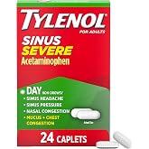 Tylenol Sinus Severe Daytime Cold &amp; Flu Relief Caplets, 24 Ct | Pain Reliever &amp; Fever Reducer, Pressure and Nasal Congestion Relief, Contains Acetaminophen, Guaifenesin &amp; Phenylephrine HCl