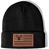 Ameican Flag Hunting Fishing Gifts Beanie Hat for Men Grandpa Dad Husband Hunters Deer Duck Retirement Gifts Gear Stuff