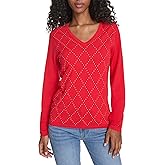 Tommy Hilfiger Womens Long Sleeve V-Neck Hotfix Cotton Sweater