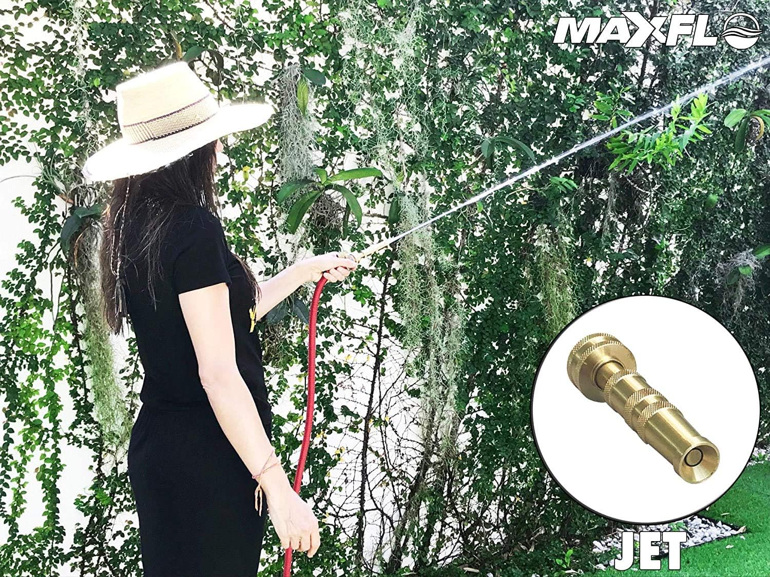 MAXFLO High Pressure Hose Nozzle [2 Pack] Heavy Duty | Brass Water Hose Nozzles for Garden Hoses | Adjustable Function | Fits Standard Hoses, Garden Sprayer, Spray Nozzle, Power Washer Nozzle: Home Improvement