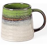 masoline Large Ceramic Coffee Mug, Handmade Pottery Mugs, Tea Cups with Big Handle for Office and Home, 15.5 oz, Dishwasher and Microwave Safe (Spring Green)