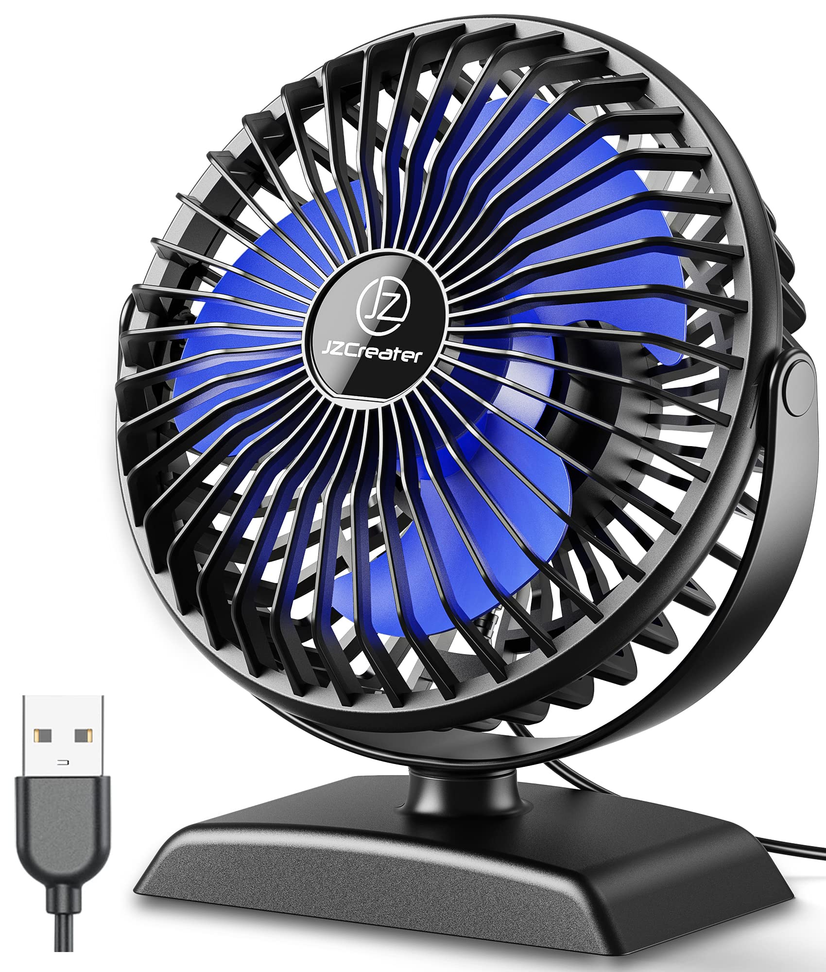 Photo 1 of JZCreater Mini Desk Fan?3 Speed Ultra-Quiet Operation?Portable USB Cooling Fan for Office Desk, Bedroom Use, Personal Fan with Adjustable Tilt for Summer Indoor/Outdoor,USB-Powered, Black