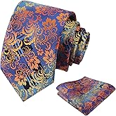 Alizeal Mens 3.15'' Gradient Leaf Pattern Tie Set with Pocket Square Casual Tie Set