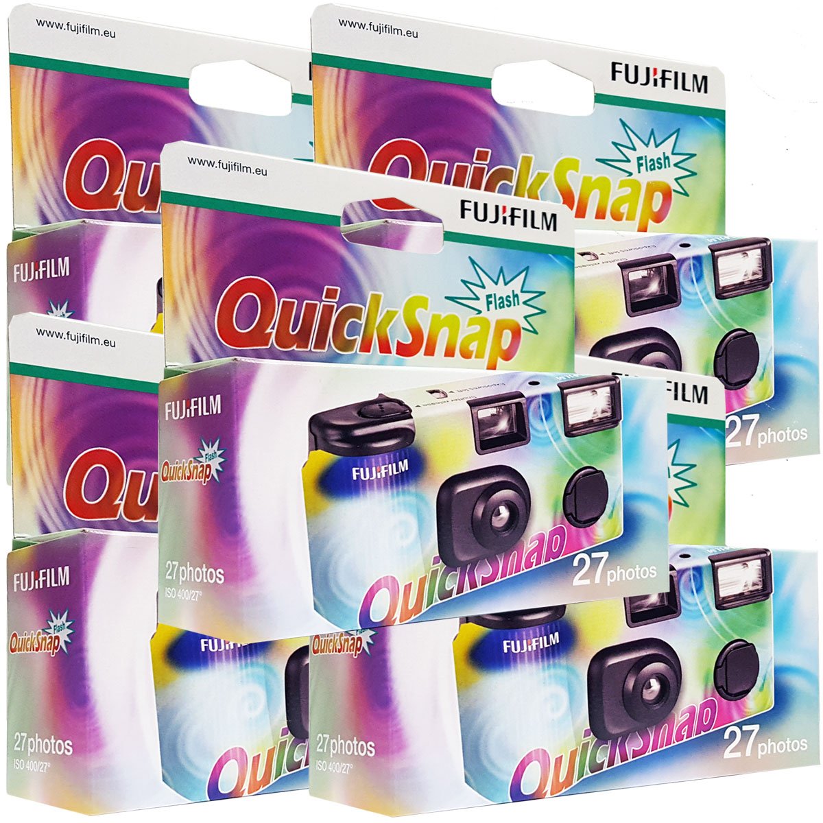 5 x Fujifilm Quicksnap Flash Disposable Cameras, 27 Images, with Flash