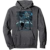 Bigfoot in the Forest Hiding Under the Moon Pullover Hoodie
