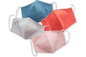 HOPE LOVE SHINE Cotton Face Masks - Waterproof, Reusable, Breathable, Washable Cloth Mask - Fabric Masks for Childrens, Girls, Boys - Cute Mask For School (Assorted Colors - 4 Pack)