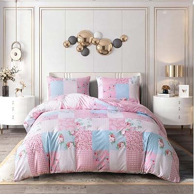 Prime Linens Duvet Cover Set 4 Pcs Floral Pink Double Polyester-Cotton