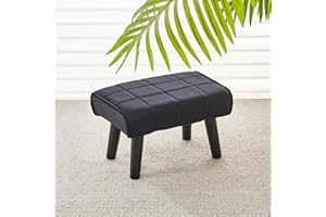 Cpintltr Velvet Wooden Step Stool for Adults Velvet Upholstered Small Ottoman Foot Rest Stools Modern Rectangle Foot Stool Pouf Ottoman Sofa Footrest for Couch Chair Living Room Easy Assembly Black