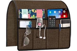 Joywell TV Remote Control Holder for Recliner Sofa Armrest Organizer Couch Caddy Armchair Armrest Organizer Sofa Arm Chair Caddie with 6 Pocket Storage for Magazine, Tablet, Phone, iPad, Dark Brown