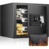 1.2 Cuft Safe Box, Home Safe with Fireproof Waterproof Bag, Anti-Theft Digital Security Lock Box with Smart Alert System, Rem