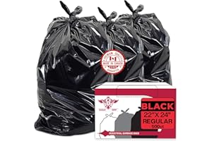 Eagle Grip Heavy-Duty Black Garbage Bags 22 x 24 Inch (500 Count), Regular | Tear-Resistant, Leak-Proof Trash Bags for Home, 