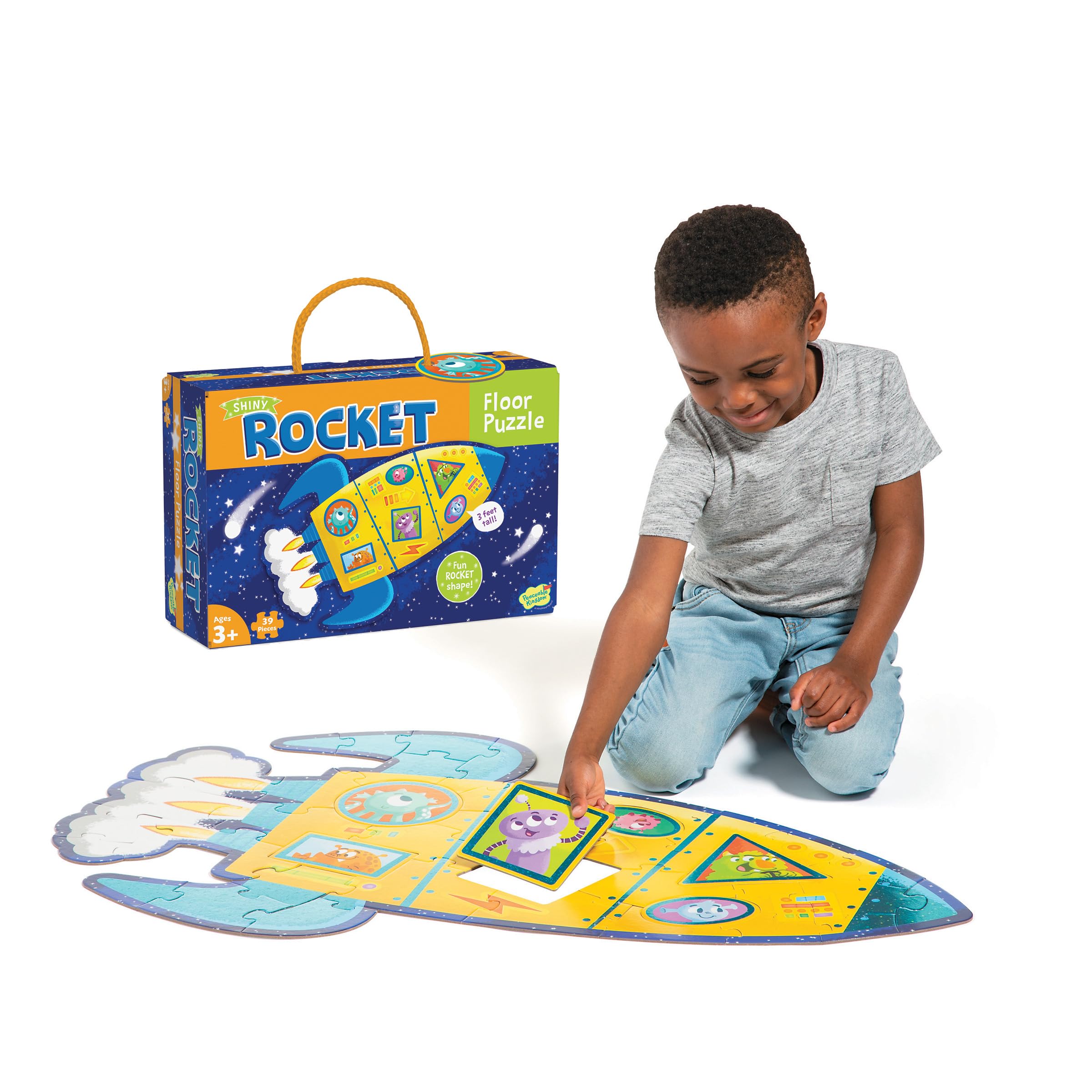 Peaceable Kingdom Shimmery Rocket Floor Puzzle