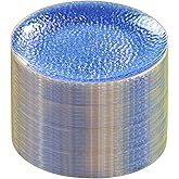 Rubtlamp 60 Pcs Blue Gold Plastic Plates, 10 inch Blue Plastic Dinner Plates, Hammer Pattern Design - Fancy Clear and Gold Disposable Plates Ideal for Party