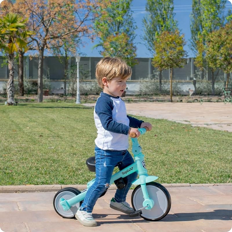 Triciclo Evolutivo Bebé 5-em-1 | Bebé Triciclo Descapotável de 1 Ano em Bicicleta Sem Pedais | Bicicleta de Bebé & Passeio 1-5 Anos | Ajustável, Transformável e Estável (Verde)