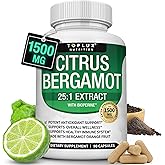 Citrus Bergamot Supplement 1500mg - 25:1 Bergamot Extract to Support Overall Health, Immune System, Potent Antioxidant High Absorption Natural Vegan Non-GMO for Men Women, 90 Capsules