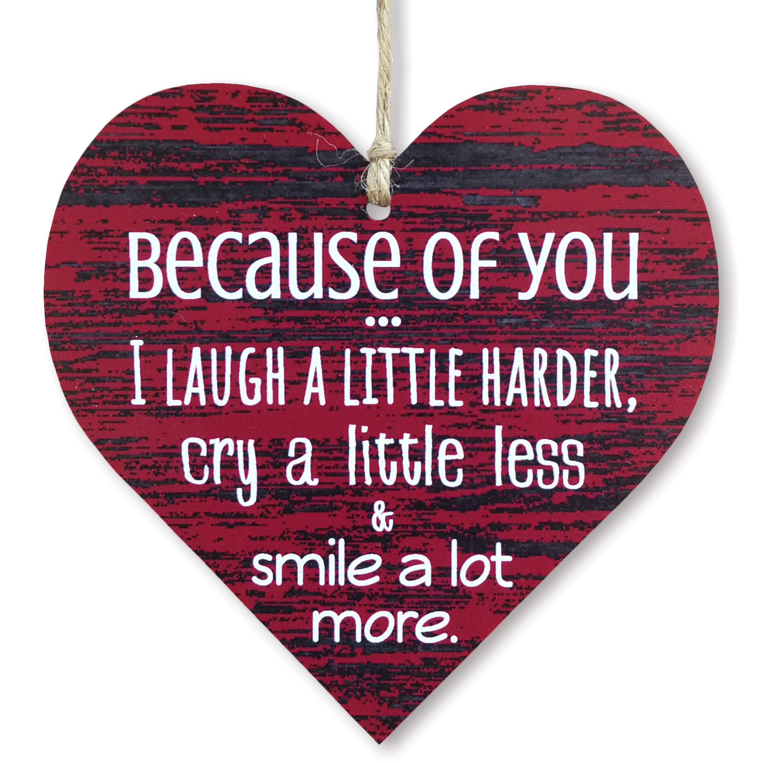 CARISPIBET Because of you | home decorative sign, cute heart-shaped decoration for your house 5"x 5" — image 1