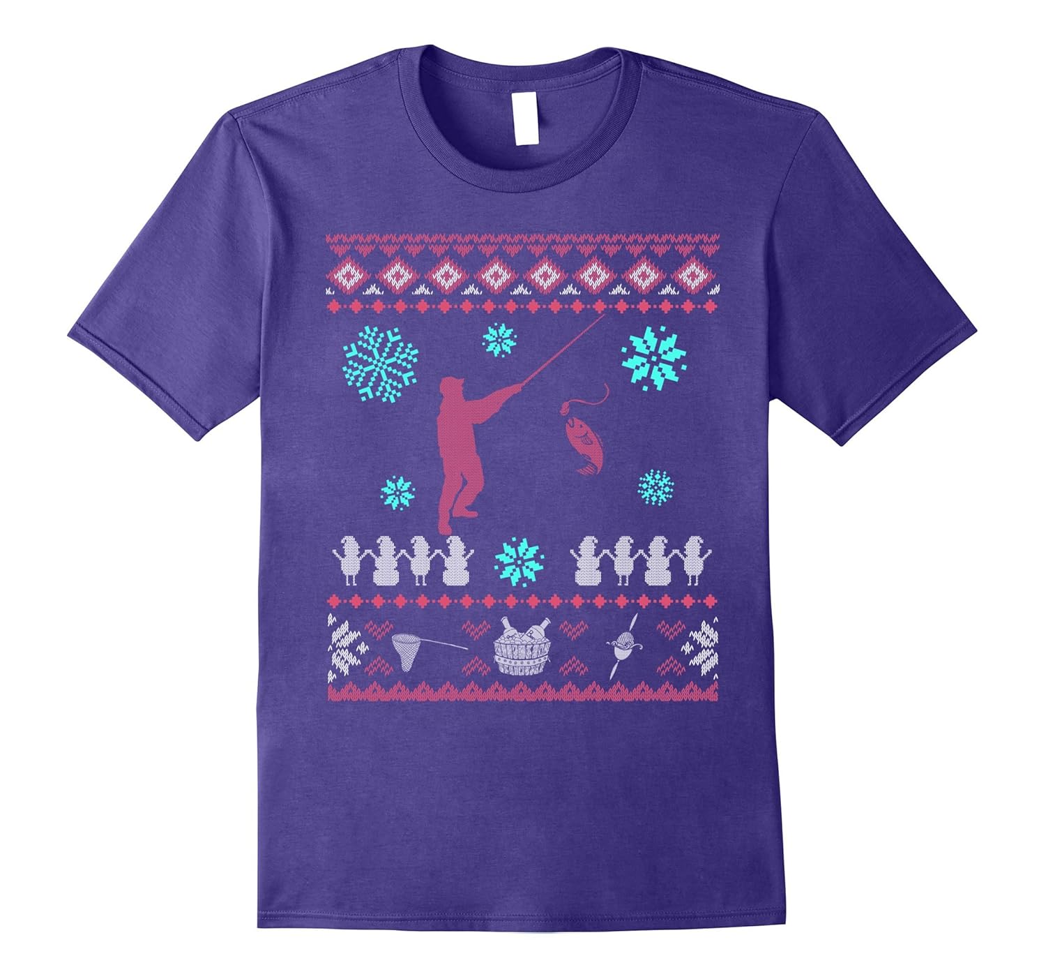 Fishing Ugly Sweater T-Shirt. Fishing Christmas Gift Idea-ANZ