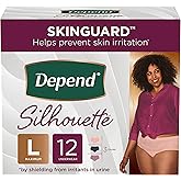 Depend Silhouette Adult Incontinence and Postpartum Underwear for Women, Large, Maximum Absorbency, Black, Pink and Berry, 12 Count, Packaging May Vary