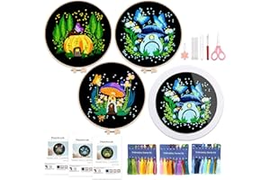 AOKE Embroidery Kits for Advanced Embroidery Kit for Adults Beginners with Embroidery Frame Mushroom Embroidery Patterns Embroidery Hoops Embroidery Floss Needlepoint Kits Hand Craft Gift Box