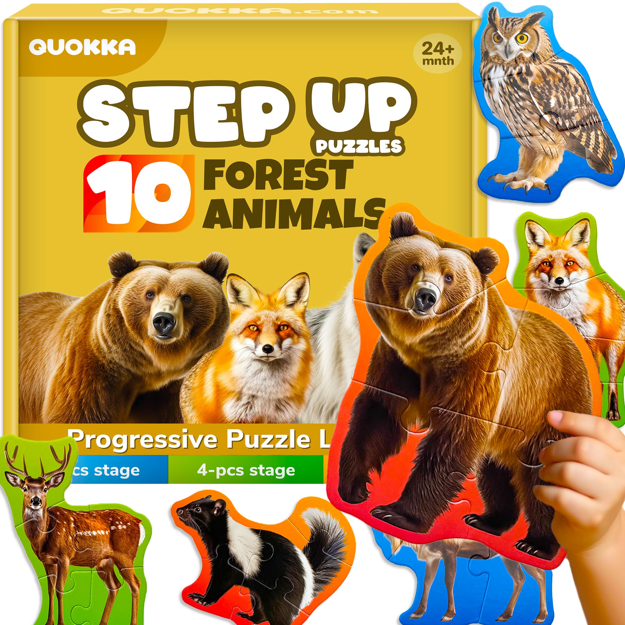 Photo 1 of QUOKKA Toddler Puzzles Ages 2-4 - Large Floor Puzzles for Kids 3-5 - 8 Realistic Animal Shapes | Extra Thick Cardboard | Preschool Learning Game - 40 Big Piece Gift for Toddlers 1-3 Years Old