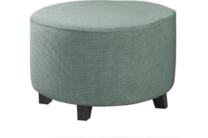 GAMUKAI Stretch Ottoman Slipcover – Round Furniture Protector Fits 30"-41" Dia, for Footrests, Storage Ottomans & Folding Sto
