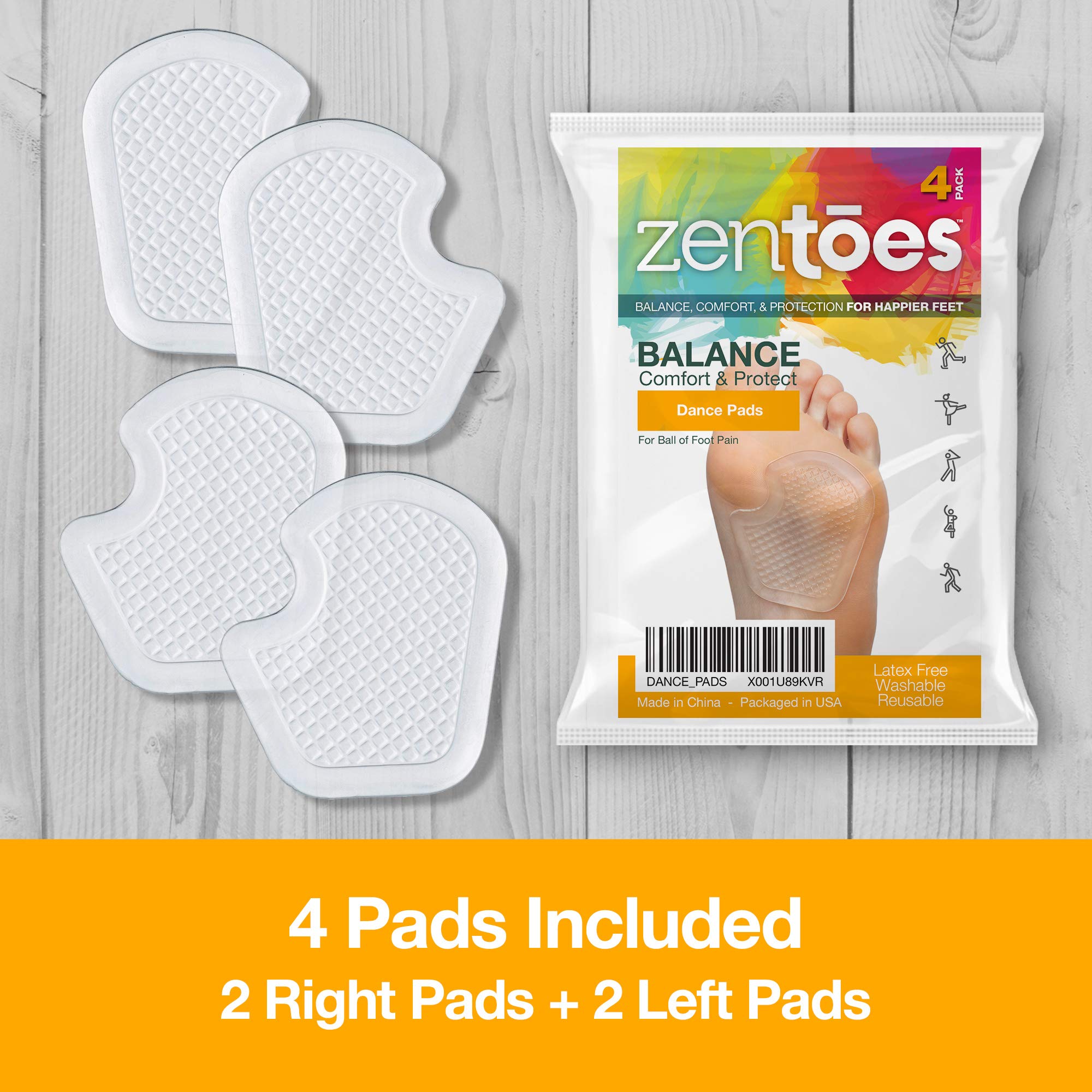 ZenToes Metatarsal Pads Women, Ball of Foot Cushions, Heel Inserts for Women, Shoe Inserts for Morton's Neuroma and Sesamoiditis Support, Metatarsalgia Foot Pads, 2 Pairs