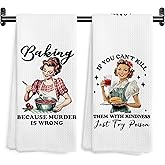 WARDOS Funny Housewife Kitchen Towels, Gifts for Baking Lovers Decorative Hand Towels for Kitchen, Baker Gifts for Women Dish Tea Towel Drying Cloth, 16x24 Inch Set of 2