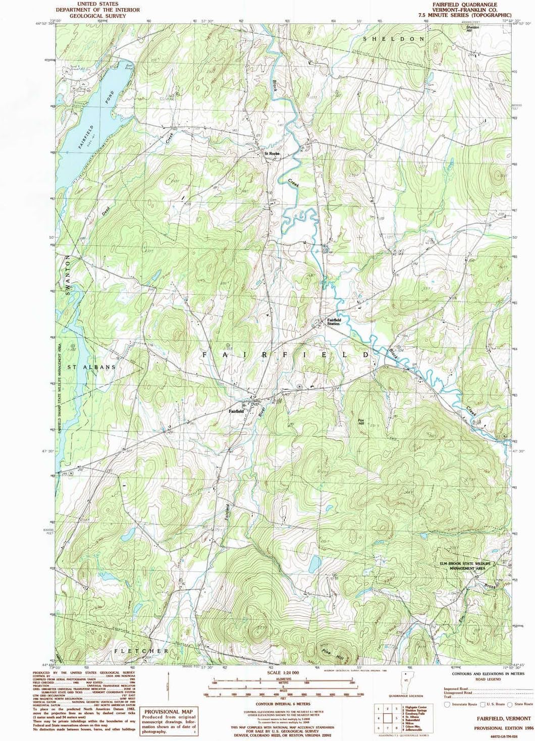 YellowMaps Fairfield VT topo map, 124000 Scale, 7.5 X 7.5