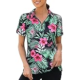 Viracy Womens Golf Polo Shirts 1/4 Zip Up Overlap Short Sleeve Quick Dry Workout Tops