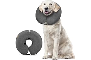 WONDAY Dog Cones for Small Medium Large Dogs, Soft Cone for Dogs After Surgery Inflatable Dog Cone Alternative Recovery Donut Collar (Grey, L-Neck:14"-18")