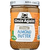 Once Again Natural Creamy Roasted Almond Butter, Unsweetened and Salt-Free 16 Ounce