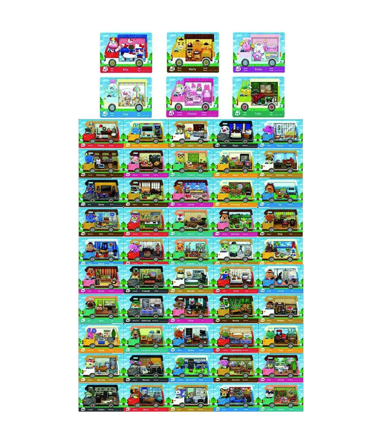56Pcs NFC Mini RV Cards (6Pcs SARL RV Card with Furnished and 50Pcs Full Set RV Cards)