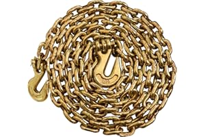 SCIEO G80 Transport Binder Chain 5/16'' x 10FT Heavy Duty Logging Chain, Tie Down Binder Chain with Safety Grab Hooks, 4,900 lbs Safe Working Load Trailer Chain for Cargo, Transporting Binding&Towing