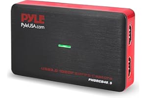Pyle Video Game Capture Card Device with Video Recorder, HDMI Output, Full HD 1080P Live Streaming, USB, SD, PC, DVD, PS4, PS