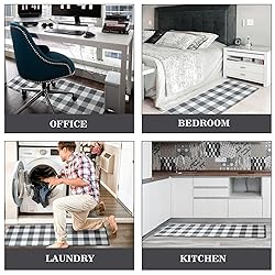 MAYHMYO Kitchen Mat 2 PCS Grey and White Kitchen