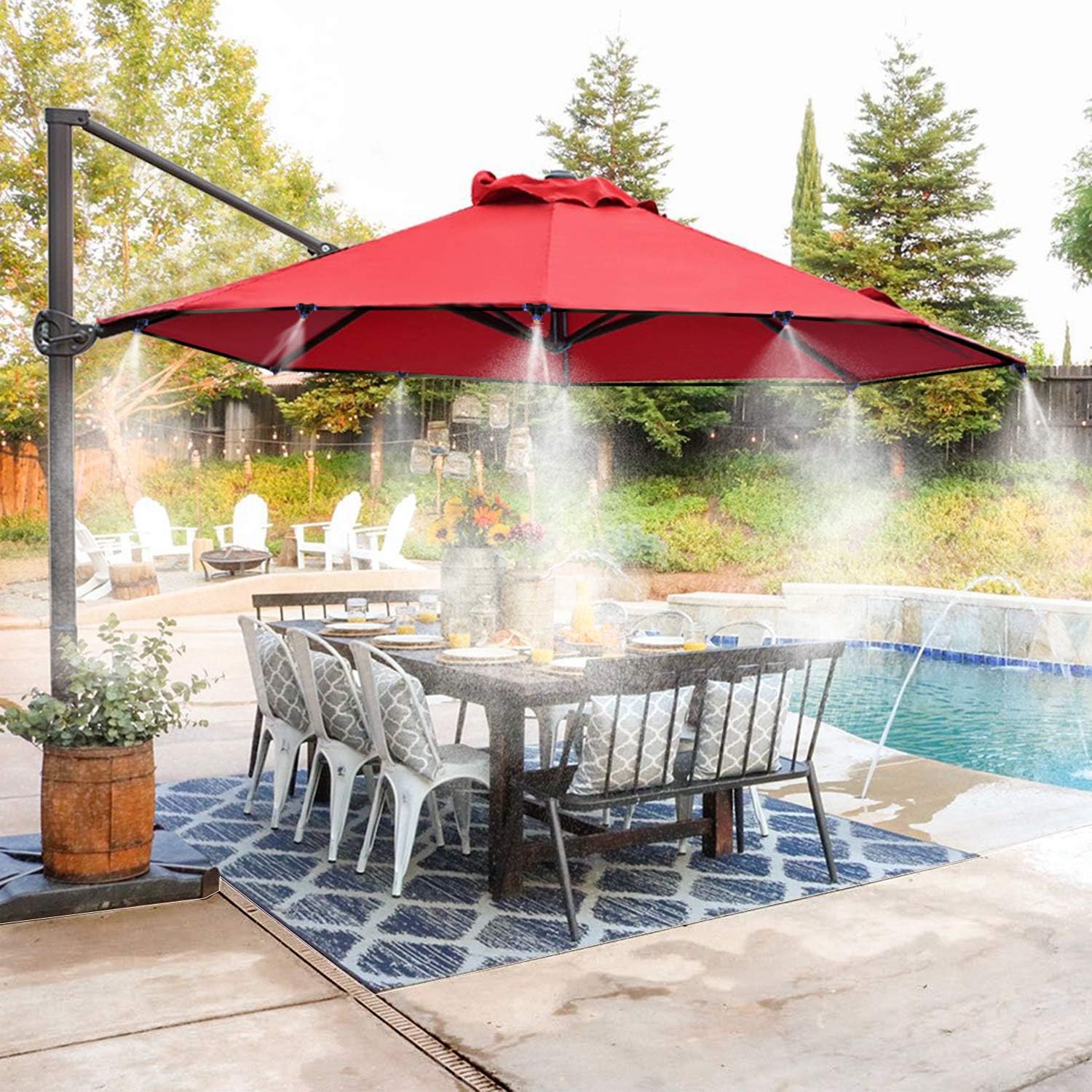 A Metal Adapter 18m Misting Line 16 Brass Mist Nozzles Outdoor Mister Patio Garden Greenhouse Trampoline For Water Park Homenote Misting Cooling System 59ft 3 4 Misting Systems
