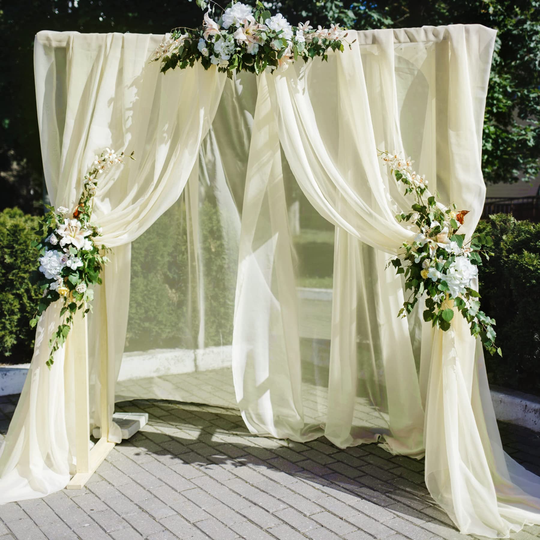 Wedding Arch Draping Fabric, 2 Panels 6 Yards Ivory