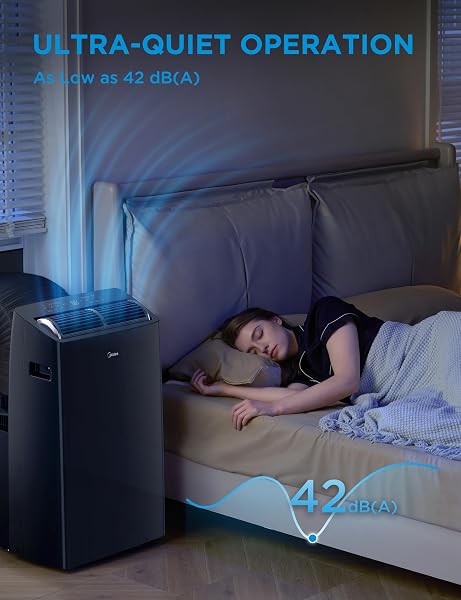 MIDEA DUO 14,000 BTU (12,000 BTU SACC) HIGH EFFICIENCY INVERTER, ULTRA QUIET PORTABLE AIR CONDITIONER, COOLS UP TO 550 SQ. FT., WORKS WITH ALEXA/GOOGLE ASSISTANT, INCLUDES REMOTE CONTROL & WINDOW KIT