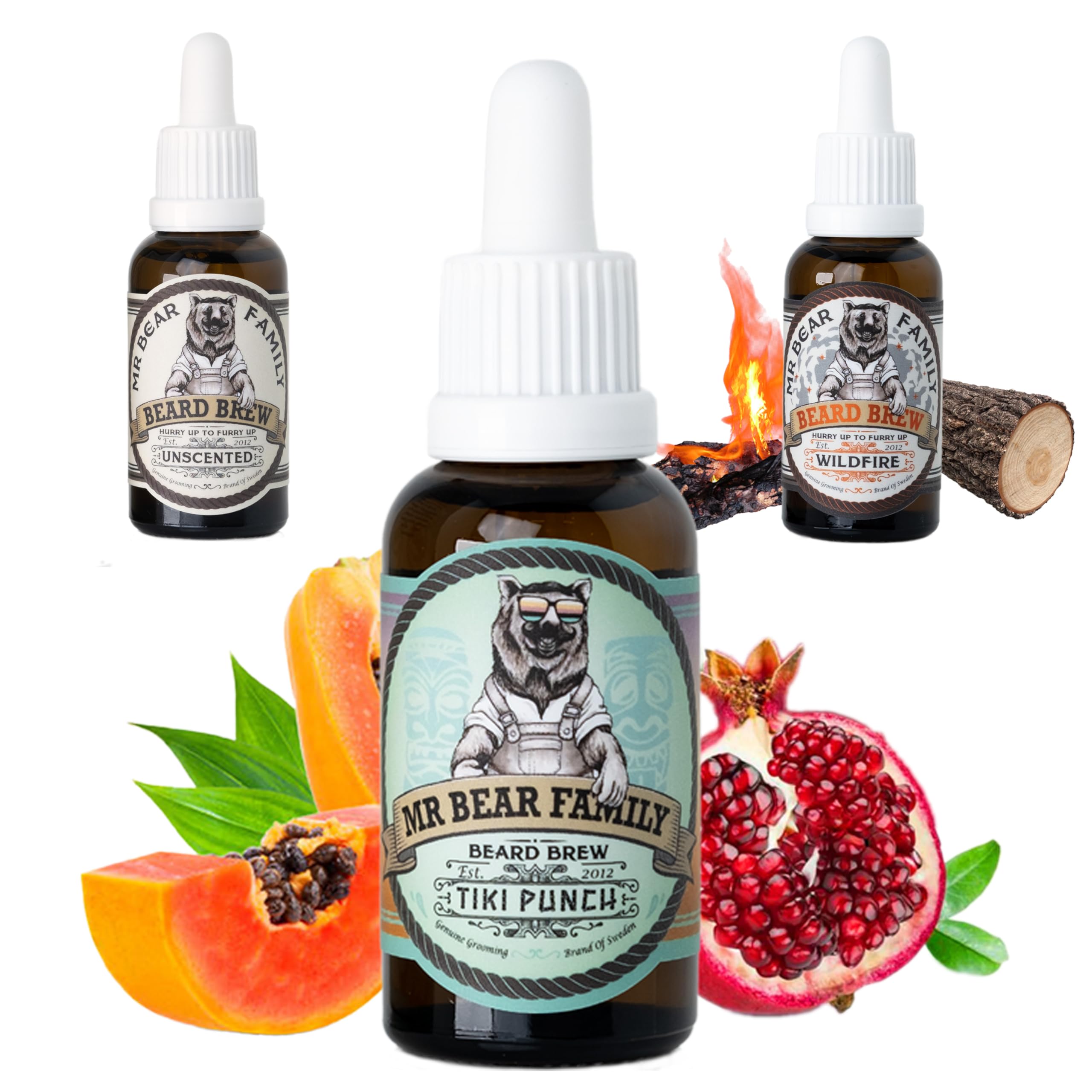 Natural Beard Oil for Men – Scented Beard Moisturiser Oil Contains Hydrating Jojoba + Argan Oils – Nourishing Mens Beards Softener for Healthier Hair Growth (Tikki Punch, 30ml)