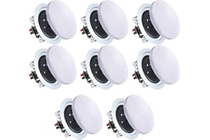 Vaiyer Set of 8-6.5 Inch 200 Watts Each Ceiling Speakers, Flush Mount in-Wall in-Ceiling 2-Way Mid Bass Woofer Speakers w/Titanium Tweeter - for Home, Office, Kitchen, Living Room