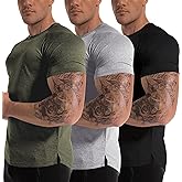 Men's 3pack Dry Fit Workout Gym Short Sleeve T Shirt Moisture Wicking Active Athletic Performance Running Shirts