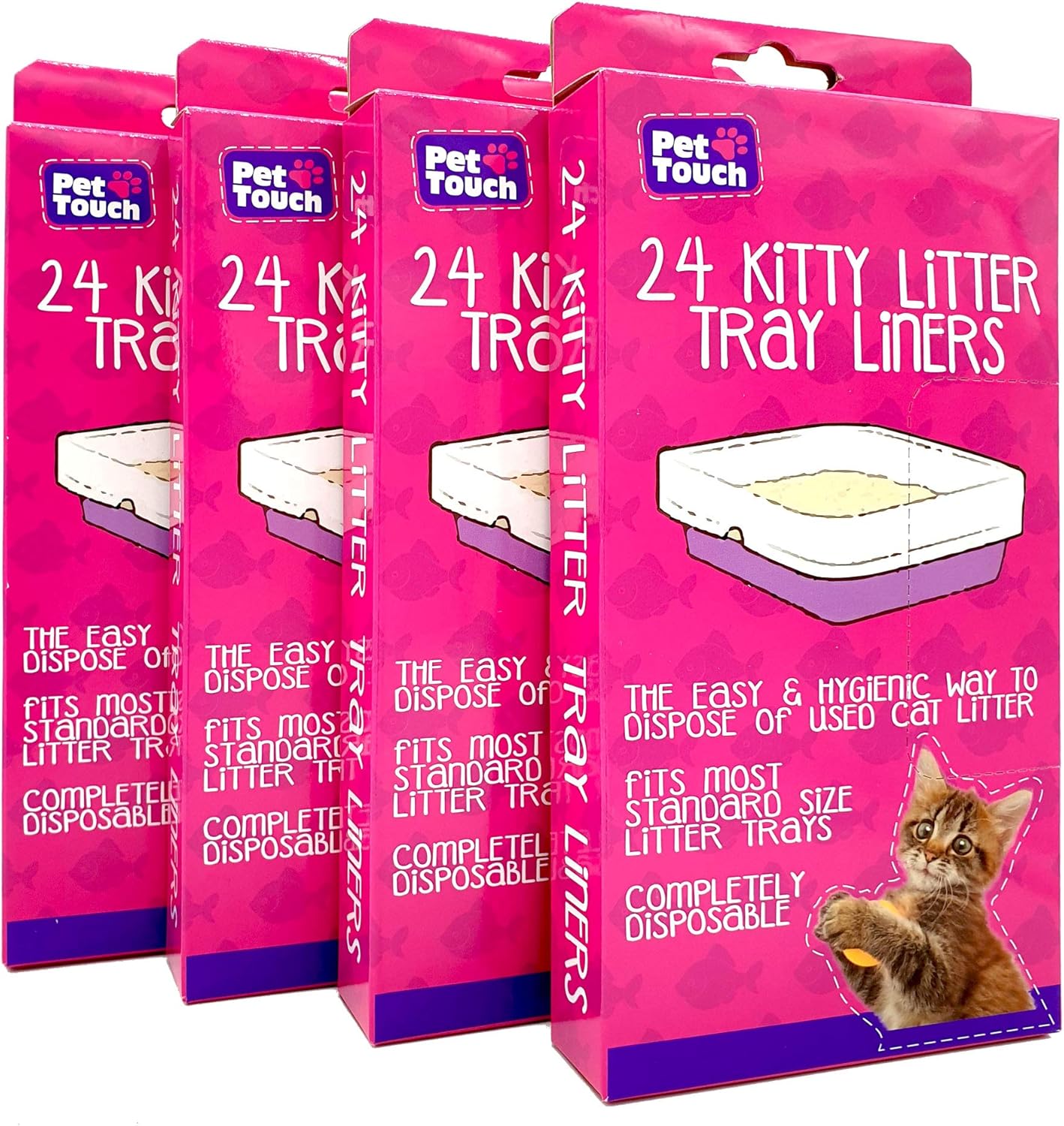 Pet Touch 4 X 24 Kitty Cat Litter Trays Liners Cat Tray Liners Fits