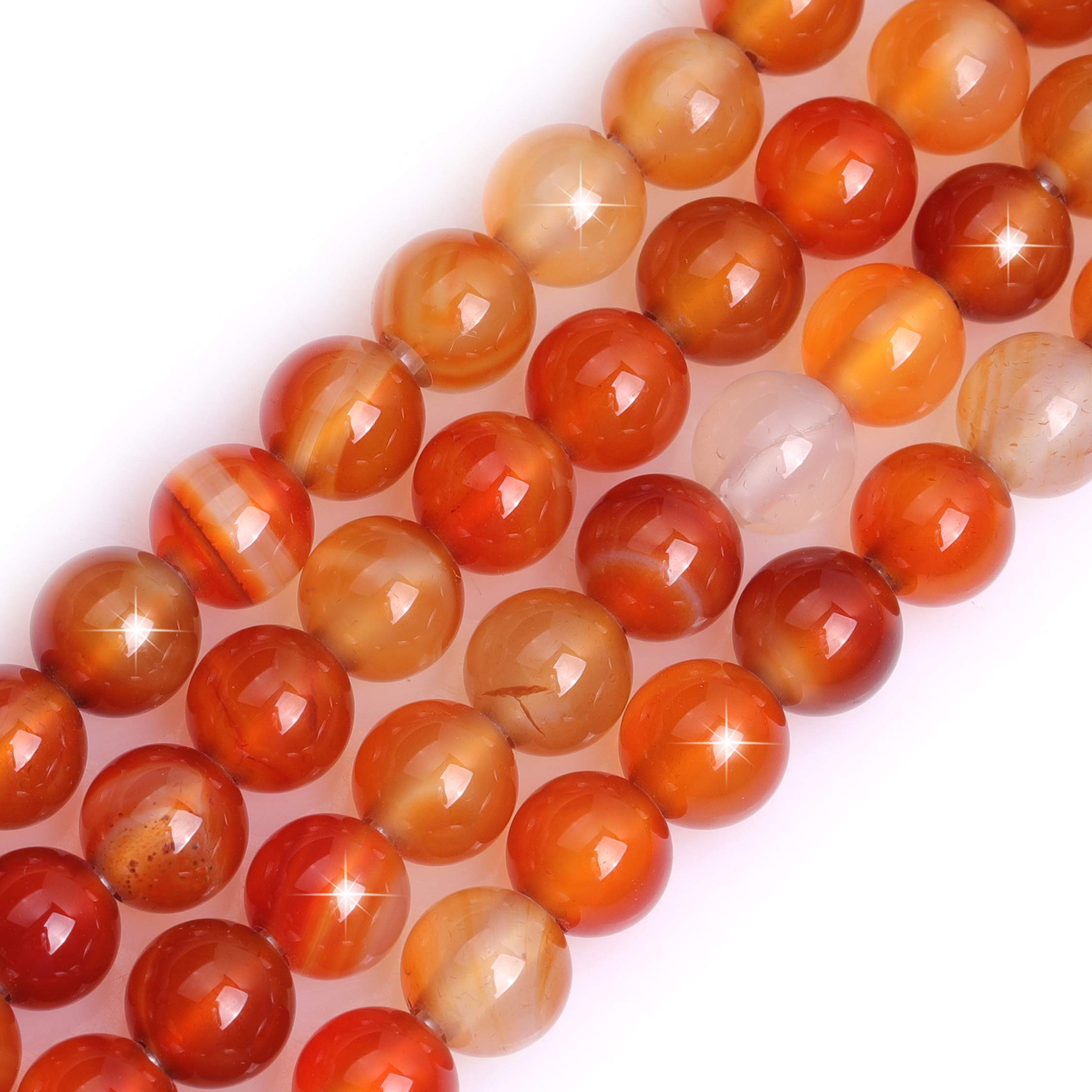 Natural Red Carnelian Agate Gemstone Semi Precious Round 8mm Loose Beads for Jewellery Making DIY Bracelet Necklace Crafts 15''