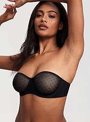 DOBREVA Women's Mesh Strapless Bra Sheer Unlined