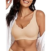 Far-free Women's Wireless Push Up Bra Seamless Full Coverage Support Bralette No Underwire Comfort Everyday T-Shirt Bra