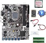Lodokdre B75 ETH Mining Motherboard Kit 4GB RAM 128GB SSD CPU Fan Cable view 1