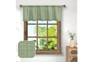 Pitalk Sage Green Linen Window Valance for Kitchen 3 Inch Rod Pocket Semi Sheer Boho Rustic Farmhouse Filtering Light Sage Valance Curtain Topper for Bedroom Living Room Dining Bathroom 18 Inch Length
