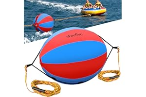 Wauffua Towable Tube Rope Booster Ball, Tow Rope for Boat Tubing, 60 ft Rope for Lift and Visibility with 2600lb Break Strength for Boating, Water Sports