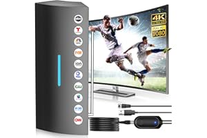 QBOY 2024 Newest Upgraded TV Antenna Indoor, 880+ Miles Range Digital TV Antenna for Smart TV, HD Antenna Outdoor with Amplifier and Signal Booster, Supports 4K 1080P for All TV's - 30ft Coax Cable